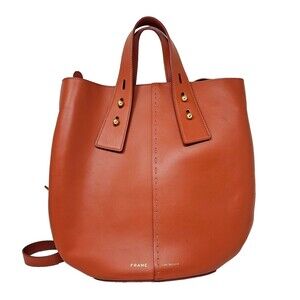 FRAME Les Second Vase Leather Bag Persimmon Orange Medium Bucket Tote Crossbody